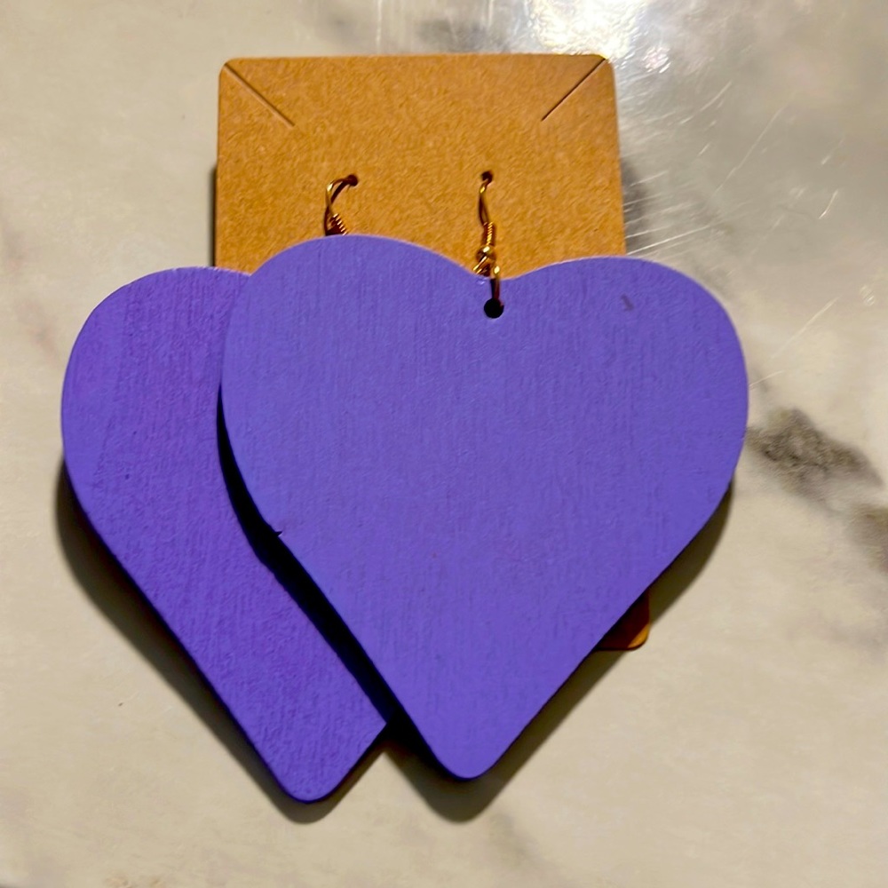 Heart Shaped Purple Earrings NWOT